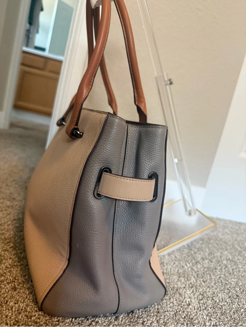 Coach SwaggerCarryall 36514 Color-block pebble leather  w/ gunmetal hardware